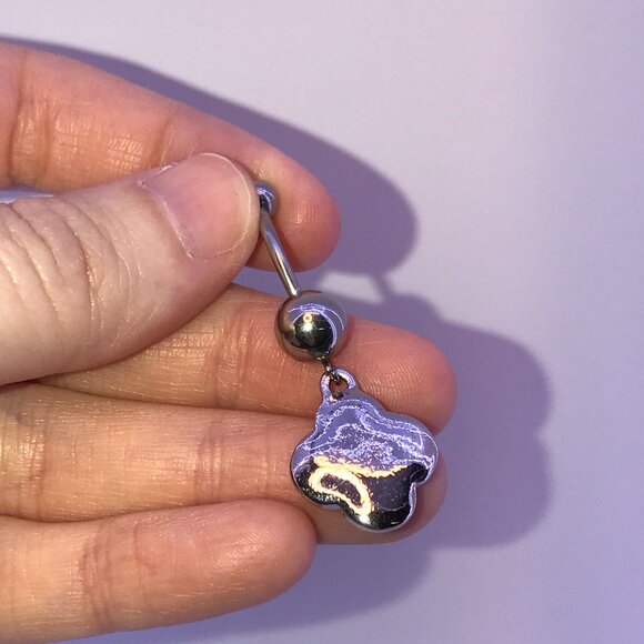 Flower Design Dangle Belly Ring - Picture 9 of 9